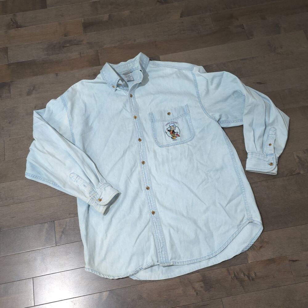 Vintage Disney Catalog Jiminy Cricket Denim Shirt Medium Embroidered 1940 Sz M - Picture 2 of 16